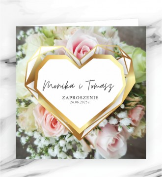 Zaproszenia ślubne serce kwiaty + koperta