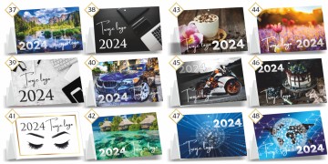 Kalendarz trójdzielny 2024 - gotowe projekty logo, dane firmy