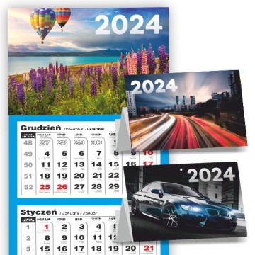 Kalendarz trójdzielny 2024 - plecki kolorowe