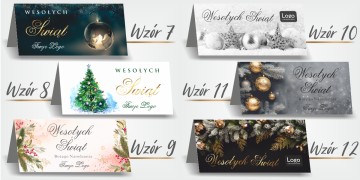 Kartki świąteczne biznesowe DL + koperta DL z danymi firmy logo