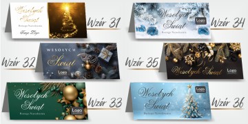 Kartki świąteczne biznesowe DL + koperta DL z danymi firmy logo