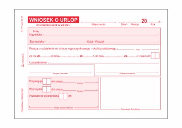WNIOSEK O URLOP najtaniej w Polsce tanio szybka wysyłka