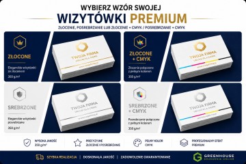 Wizytówki premium ze złoceniem i posrebrzaniem