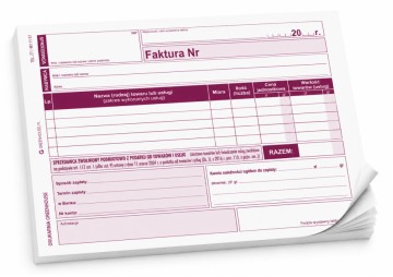 Faktura dla podatników zwolnionych z VAT Bloczki samokopia