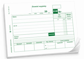 Dowód wypłaty KW A6 Tanio Bloczki kasowe samokopiujące (2)