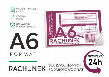 RACHUNEK DLA ZWOLNIONYCH PODMIOTOWO Z VAT A6