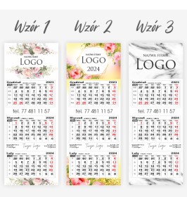 Kalendarz trójdzielny 2024  gotowe wzory log dane firmy