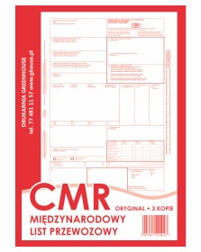 Druk CMR / Międzynarodowy List Przewozowy / 4 odcinkowy 