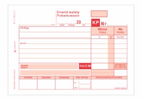 Pokwitowanie KP składa się z oryginału i kopii w kolorze czerwonym. Drukowany na Papierze samokopiującym o gramaturze 60g w rozmiarze A6 (148105 mm). Dowód wpłaty klejony jest po krótszym boku, dodatkowo jest usztywniony tekturową okładką: przód/tył. 100 % satysfakcji z druku. Tanio, Najtaniej w Polsce.