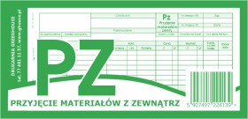 DRUK PZ PRZYJĘCIE MATERIAŁÓW ZEW.