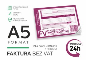 Faktura dla podatników zwolnionych z VAT Bloczki samokopia