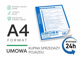 Umowa kupna–sprzedaży pojazdu A4 – druk w bloczku  Drukarnia GreenHouse